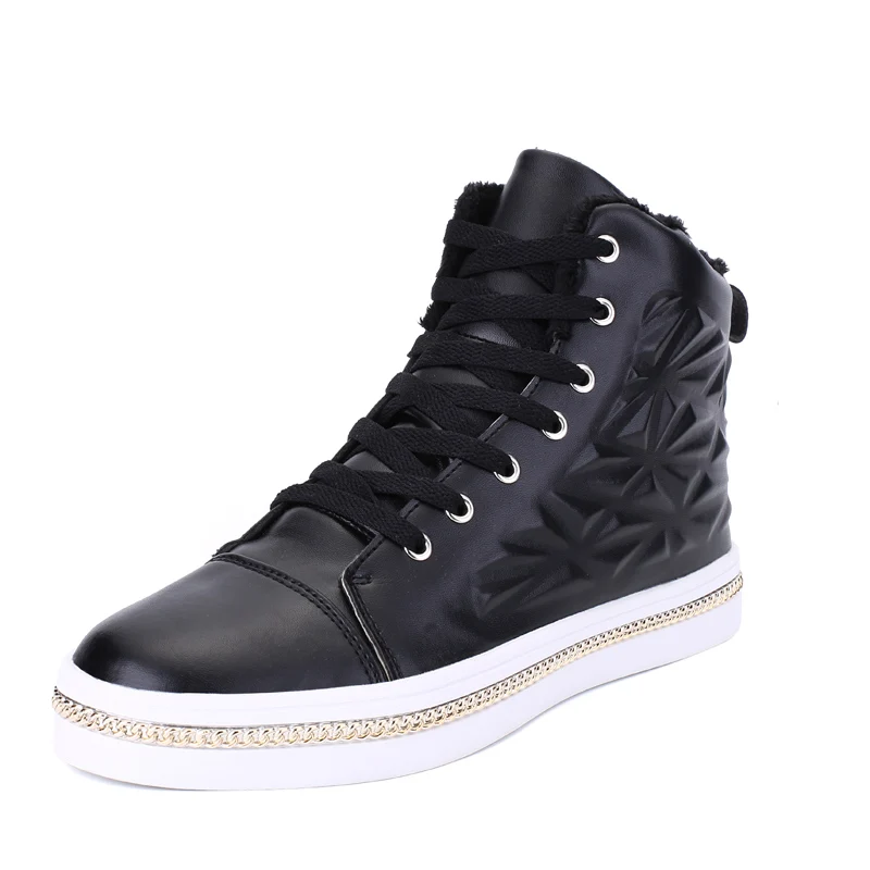 

2018 New Autumn Winter Mens Boots Casual Lace Up Male Fahsion Snow Ankle Boots Leather Comfortable Man with Fur Outdoor Sneakers