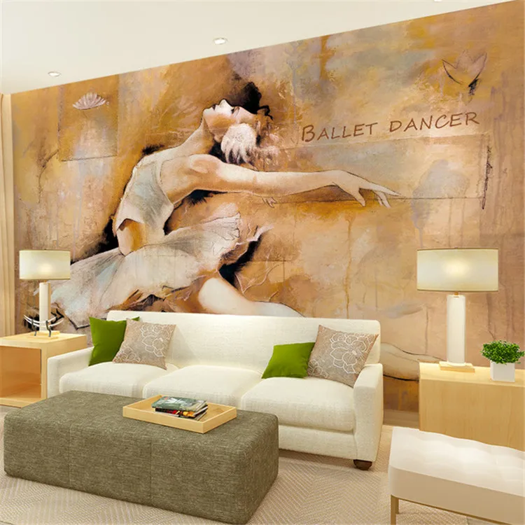 

European retro background jumping ballet dancer TV background wallpaper Living room bedroom sofa custom mural Home wall Decor