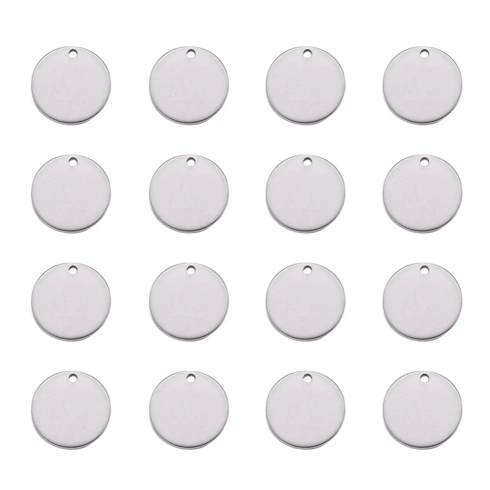 

PandaHall 10pc 13x1mm 304 Stainless Steel Blank Stamping Tag Round Small Charm Pendants for Bracelet Necklace Earrings Pet