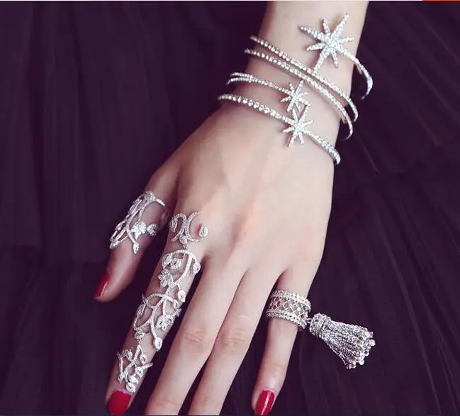 Высокое качество Ретро серебряное роскошное кольцо с длинной кисточкой из кубического циркония для женщин ювелирные изделия медное кольцо для свадебных женщин