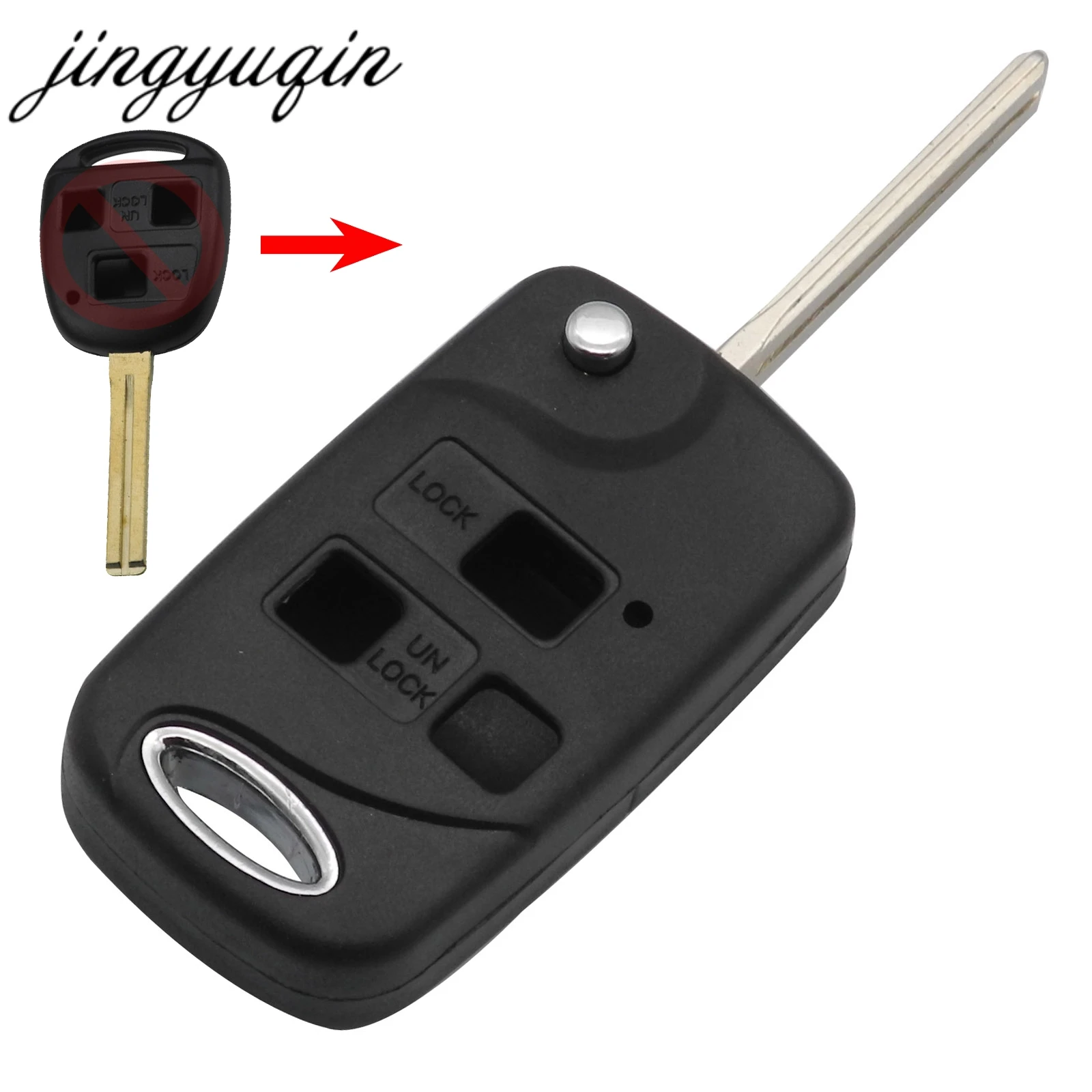

jingyuqin Uncut/Cut Blade Flip Folding Remote Car Key Shell Fob for Lexus Es Rx Lx Gs 3 Buttons Case Fob