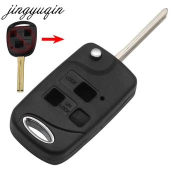 

jingyuqin Uncut/Cut Blade Flip Folding Remote Car Key Shell Fob for Lexus Es Rx Lx Gs 3 Buttons Case Fob