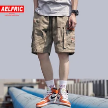 AELFRIC с несколькими карманами, камуфляжные шорты в стиле пэчворк, лето, оверсайз, Харадзюку, хип-хоп, Беговые брюки в повседневном стиле, до колена, карго, Короткие