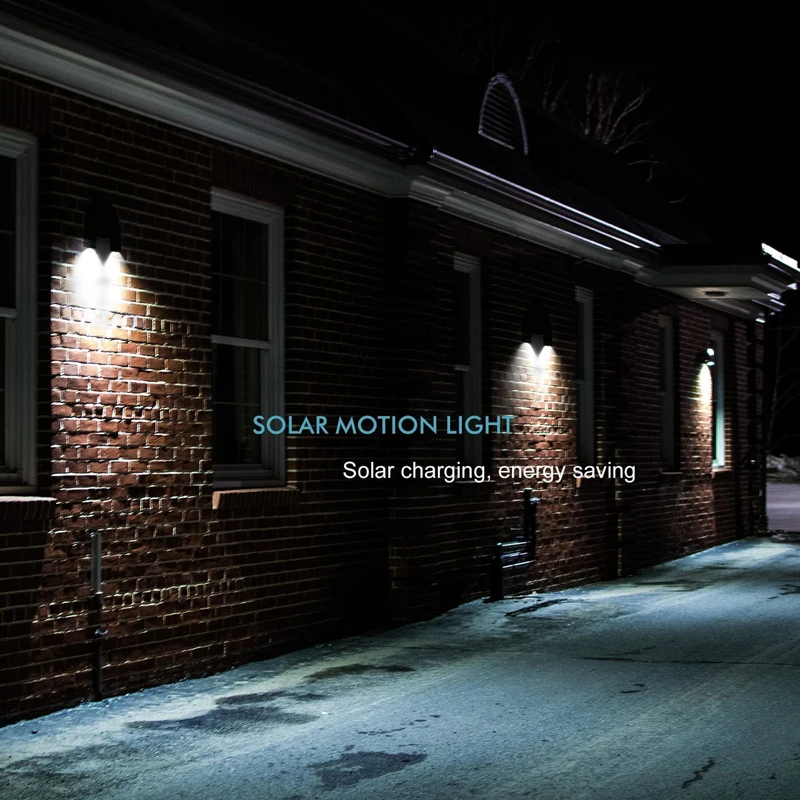 Solar Powered Lights with Motion Sensor Lamp Dual Head Spotlight Led Solar Lamps 14LEDs Wall Light for Yard Garden Auto OnOFF (10)