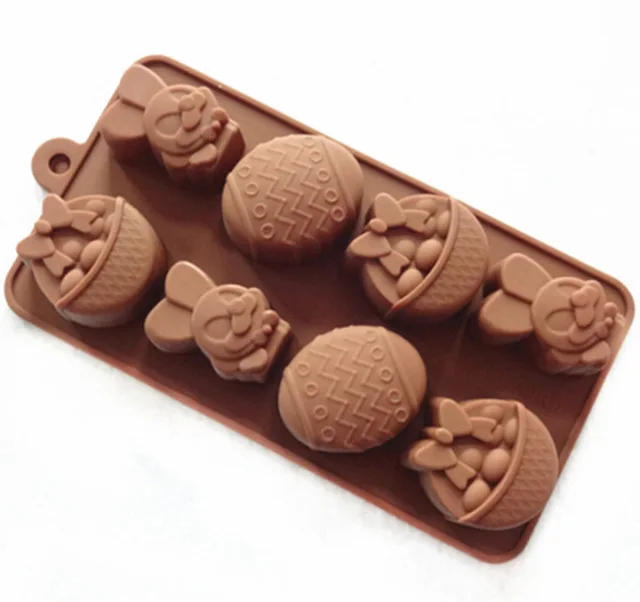 BYCQ 8 Lattice Cake Mold Rabbit Easter Egg Cake Mold Soap Silicone Mold