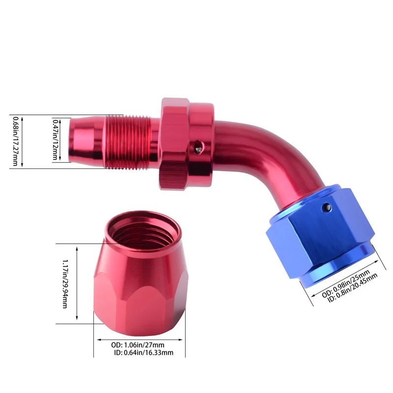 AN10 AN-10 Pour 12 Mm Id Tuyau en aluminium de voiture huile/carburant Ligne Adaptateur pivotant Montage AN10 AN-10 Pour 12 Mm Id Tuyau en aluminium de voiture huile/carburant Ligne Adaptateur pivotant Montage
