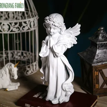 

Nordic Retro Decor Sculpture Living Room Teenage Angel Miniatures Home Model Character Statue Nostalgic Figure Figurines Crafts