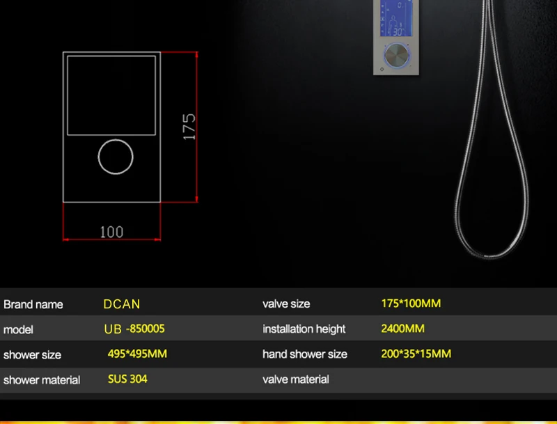 Наборы для душа Интеллектуальный ЖК-цифровой 2" SPA Mist LED Touch Mixer Набор для душа