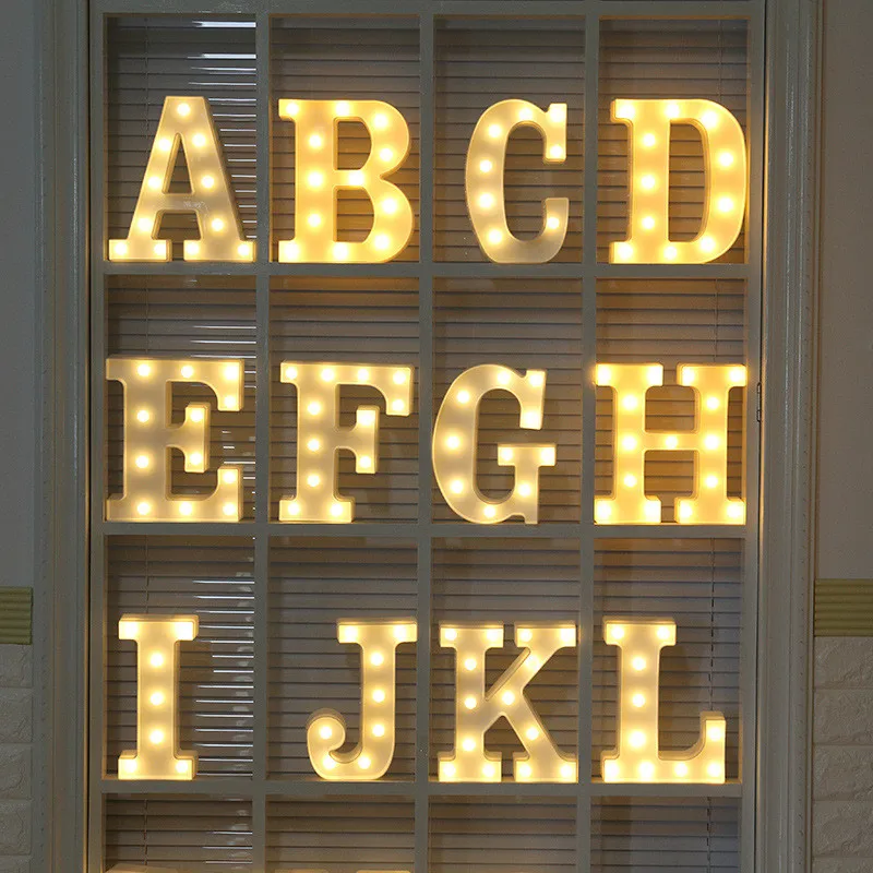 Светящийся светодиодный ночник с буквенным принтом 26 Английский алфавит 0-9 номер лампа для аккумулятора Романтическая Свадебная вечеринка День Рождения вечерние рождественские украшения