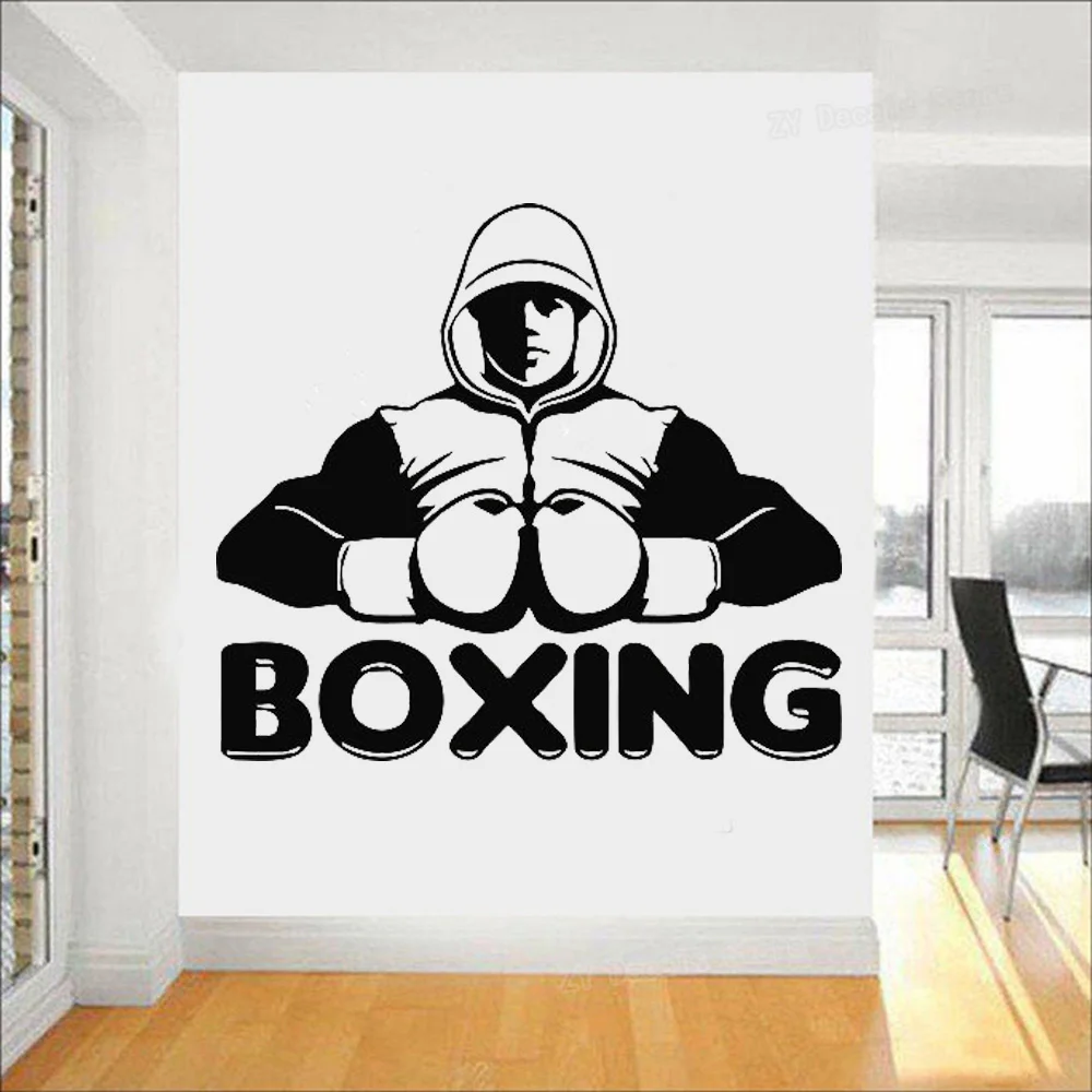 Boxing Boxer Fight Wall Sticker Gym Fitness Exercise Wall Decal Workout