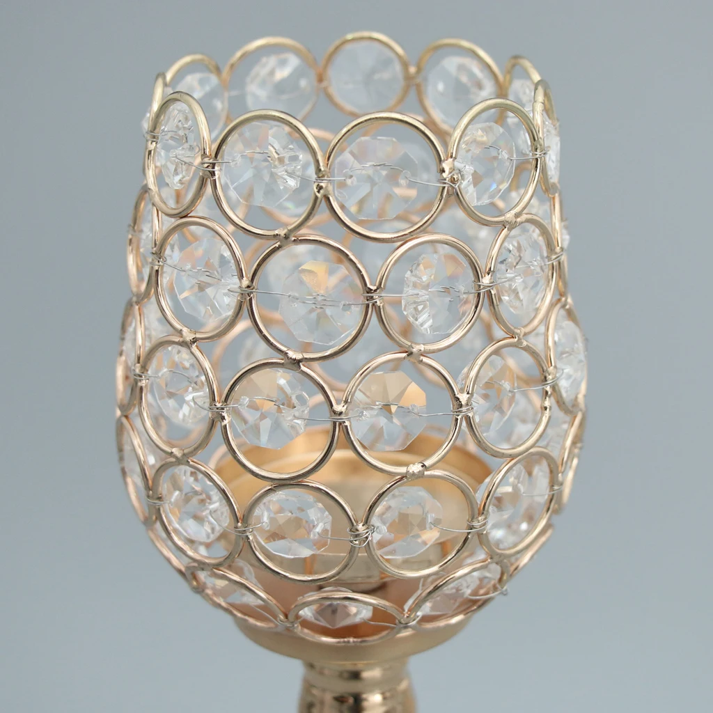 MagiDeal Crystal Tea Light Candleholder Bowl Wedding Window Top 27cm/33cm/38cm for Wedding Holidays Decor