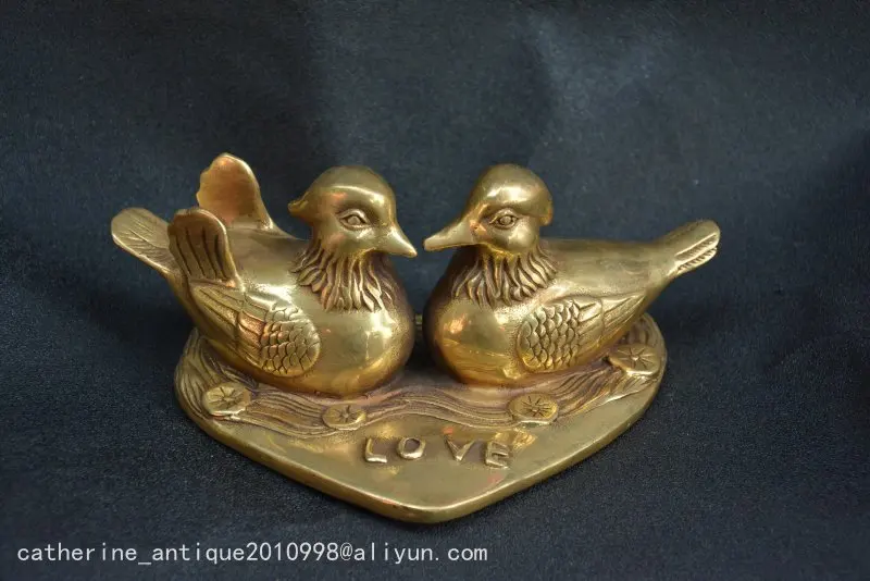 

Collectable Old Qing Dynasty copper mandarin duck statue,Love,Handmade crafts,collection& adornment