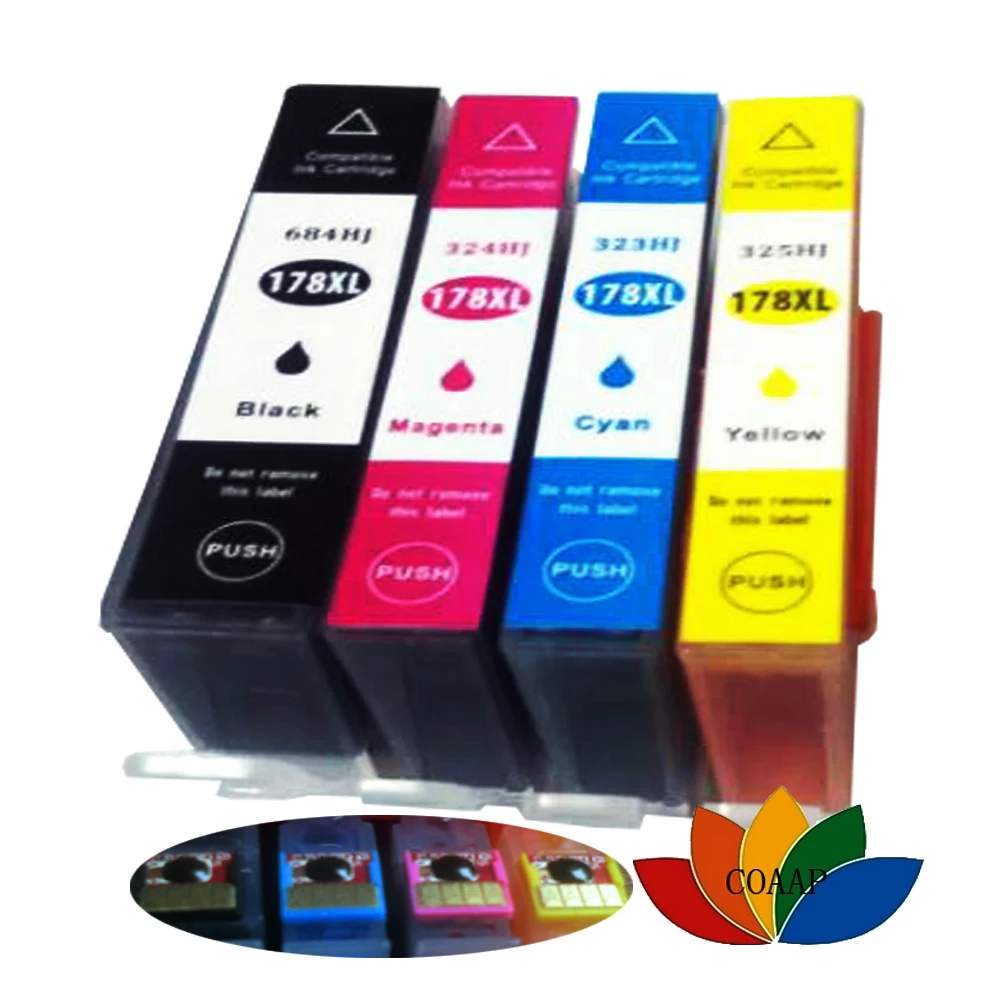 4 картриджа совместимых с чернилами для H 178 XL Photosmart 5510 5515 6510 B109a B109n B110a B210b B209a B210a 3070A