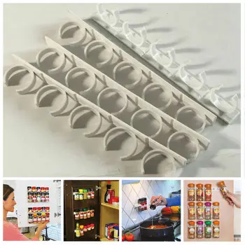 

Kitchen Storage Rack Spice Organizer Wall Shelf Mounted Hanger Storage Shelf Gripper Rack Seasoning Carrier Bottle Organizer