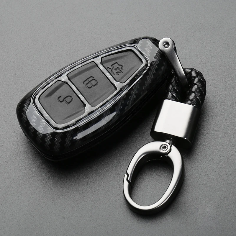 

Carbon Fiber Key Remote Key Fob Case Cover Keychain for Ford Fiesta Focus 3 4 MK3 MK4 Mondeo Ecosport Kuga Focus ST