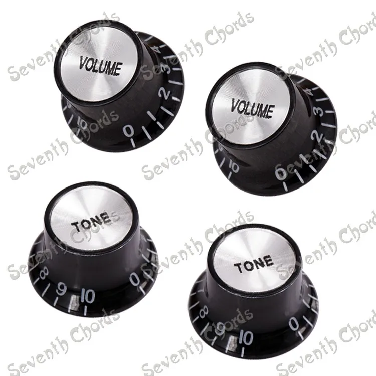 A Set of 4 pcs Black Speed Control Knobs Buttons for Electric Guitar