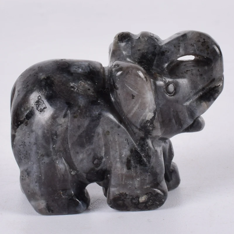 

Mini Elephant Figurine Natural Astrophyllite Stone Wild Animal Statue Mineral Crystal Handmade Craft Feng Shui Healing Decor