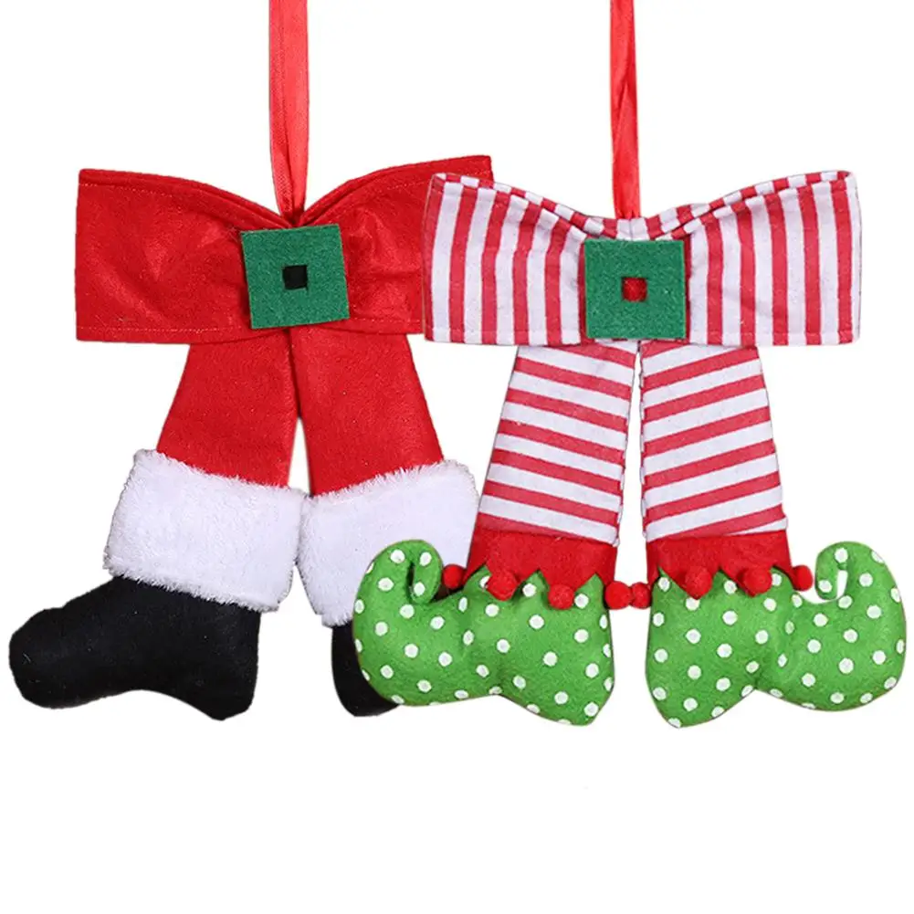 Милый эльф Рождественская кукла на дерево висячий орнамент отделочная ткань для дома бант Санта Клаус брюки вешалки для рождественских принадлежностей