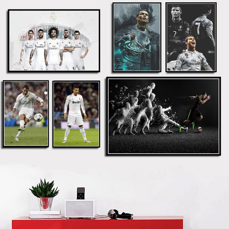 

Poster And Prints Cristiano Ronaldo Football Player Super star Sport Star Art Painting Wall Pictures For Living Room Home Decor