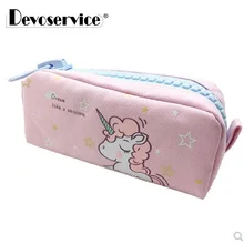 1Pc Kawaii Pencil Case Unicorn Canvas Big Zipper Student School Pencil Box Pencil Cases Pen Bag Pouch School Supplies Stationery pencil case new pencilcase box supplies pouch pen boxes for school kids kawaii pencil cases pouch bag to school canvas bags boys