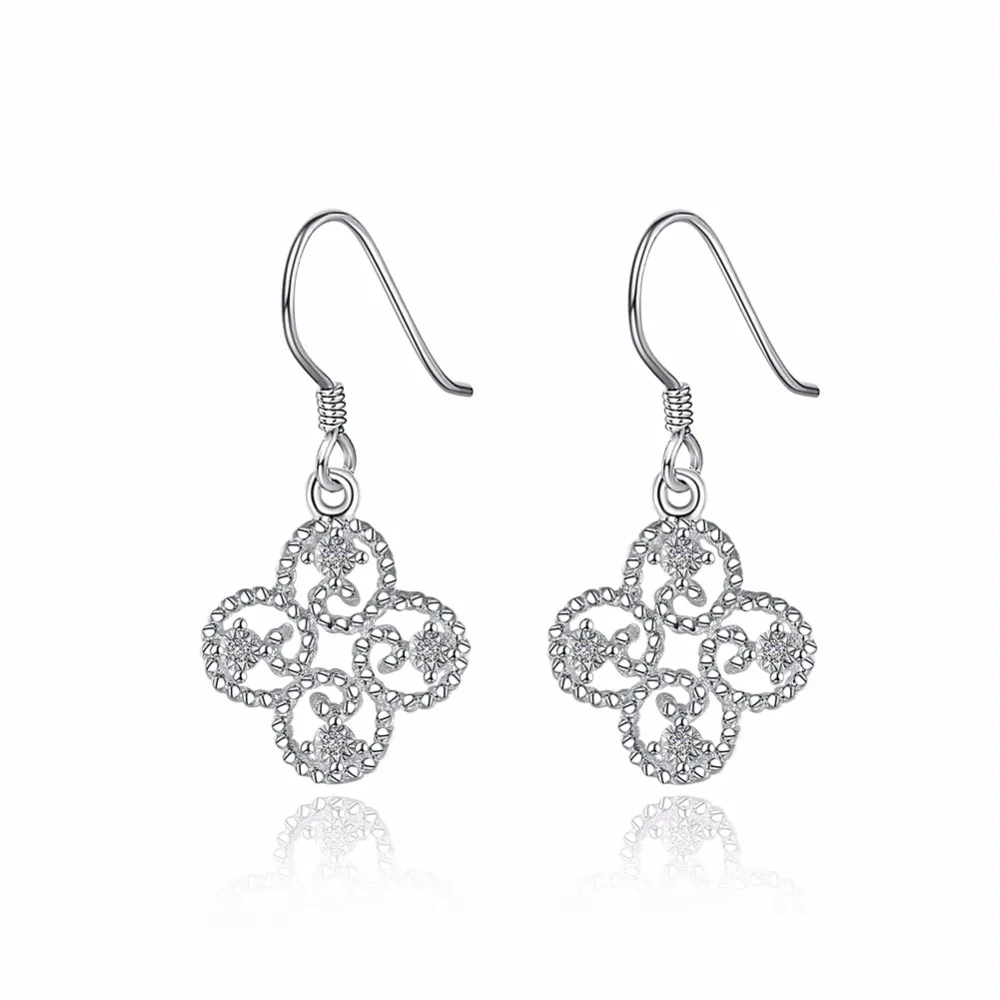 Standard sterling silver jewelry fine fashion earrings lucky clover earrings trendy women's