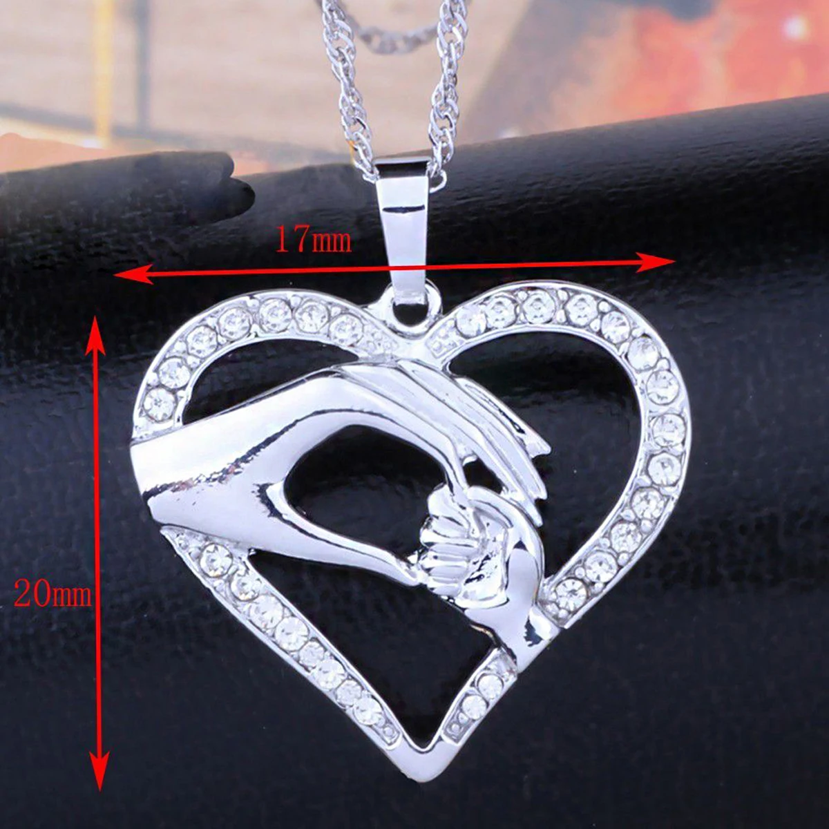 Vintage Collare Mother Child Necklaces Shellhard Crystal Hand in Hand Heart Shaped Pendant Necklace Love Family Jewelry Gift