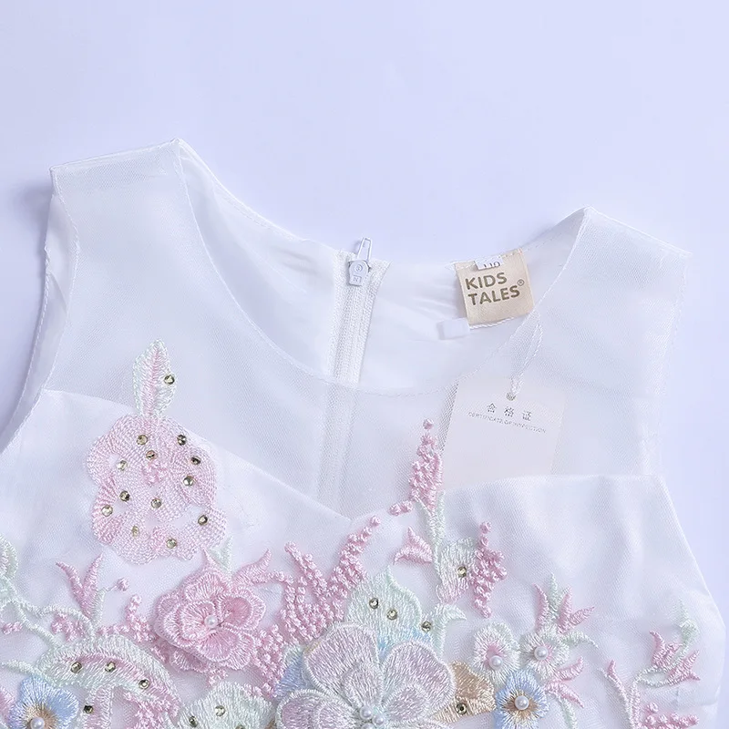 Summer Girls Rainbow Dress 2019 Elegant Teen Girl Wedding Party Pearl Dresses For Kids Princess Birthday Party Embroidered Dress (6)