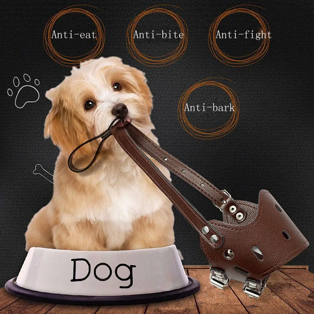 Adjustable Leather Dog Muzzle Anti Bark Bite Chew Training Pet Products|Сопла| |