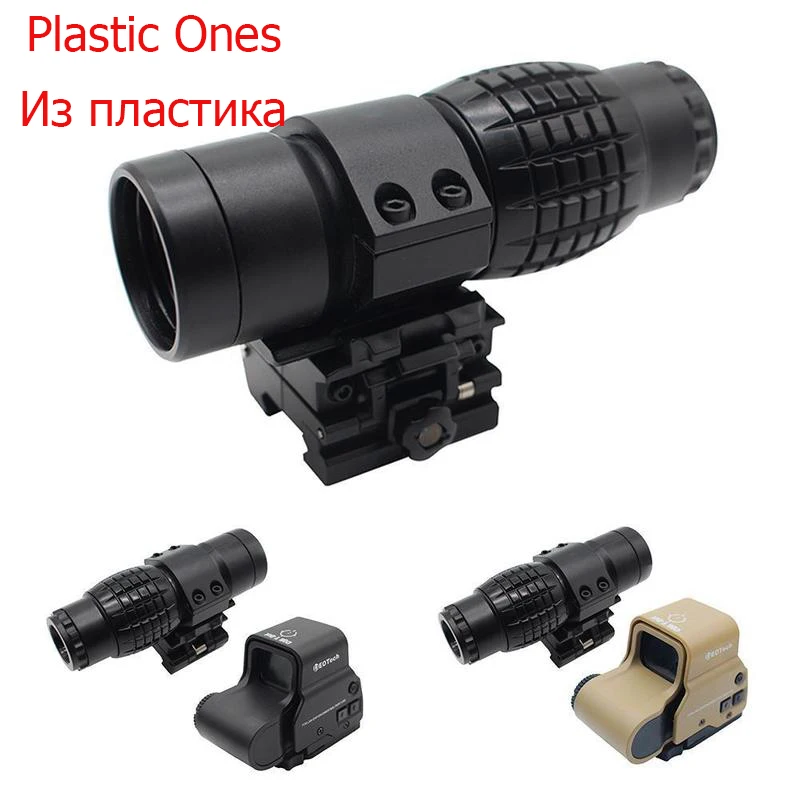 

Plastic 3x Magnifier Riflescope Magnifying Hunting Scope For Riflescopes Mount Fits Holographic And Reflex Sight for Toy Gun