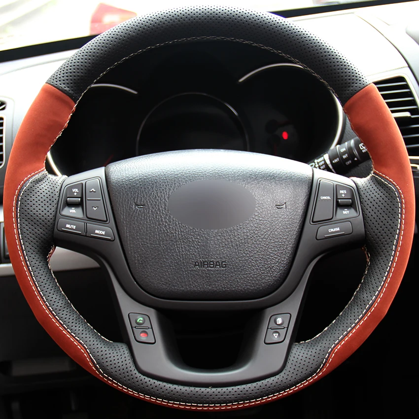 Buy Black Natural Leather Brown Suede Car Steering