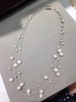 

can choice color,Jewelry Natural Freshwater Pearl Gemini Necklace Gift delicate Multilayer