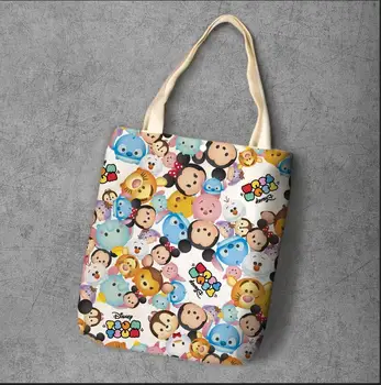 

Mickey Cartoon Student Printed Recycle Canvas Shopping Bag Large Capacity Customize Tote Fashion Ladies Casual Shoulder Bags