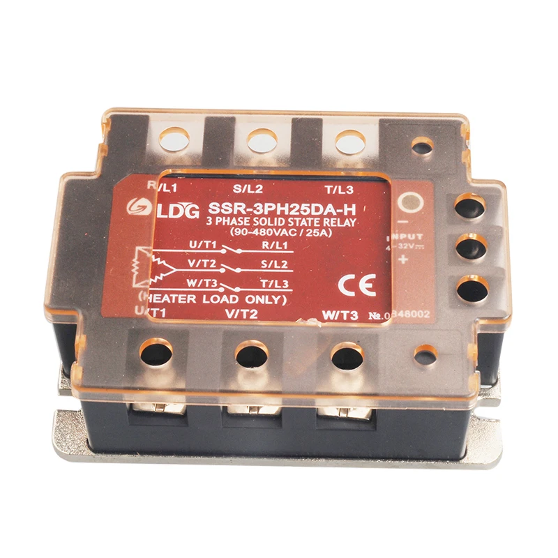 

SSR-3PH25DA-H Three Phase AC Solid State Relay LED Indicator 25A/480VAC Input:3V 5V 12V 24V DC control AC SSR Relay Switch Board
