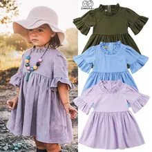 Летняя детская одежда для девочек Fille Jolie короткий рукав Твердые оборками платья принцессы Летнее Повседневное платье vestidos Сарафан