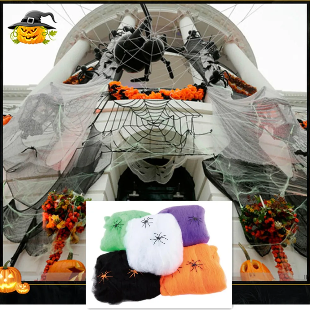 

Halloween Scary Party Scene Props White Stretchy Cobweb Spider Web Horror Halloween Decoration For Bar Haunted House