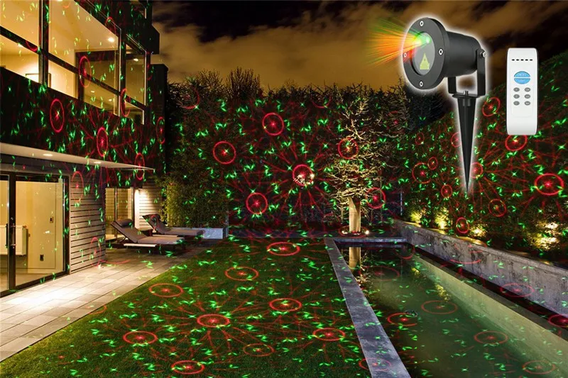 Рождественский лазерный наружный проектор освещение Дистанционное управление вечерние IP65 водонепроницаемый красный зеленый лазер освещение