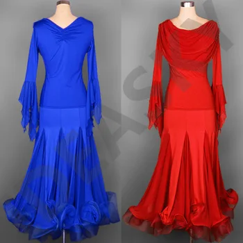 professional tops + skirts woman standard flamenco waltz tango competition womens ballroom dance dresses long sleeve ballroom
