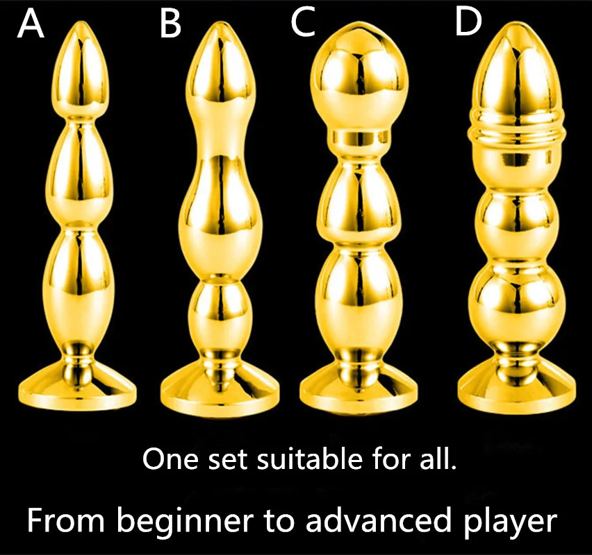 4 Types Luxury Gold Vacuum Plated Anal Plug Suitable For Beginner To