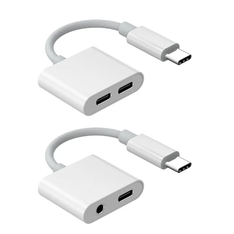 2 в 1 быстрая зарядка гарнитура адаптер type-C USB-C 3,5 мм Цифровой аудиокабель конвертер для iPad Pro Google, HTC huawei Essential