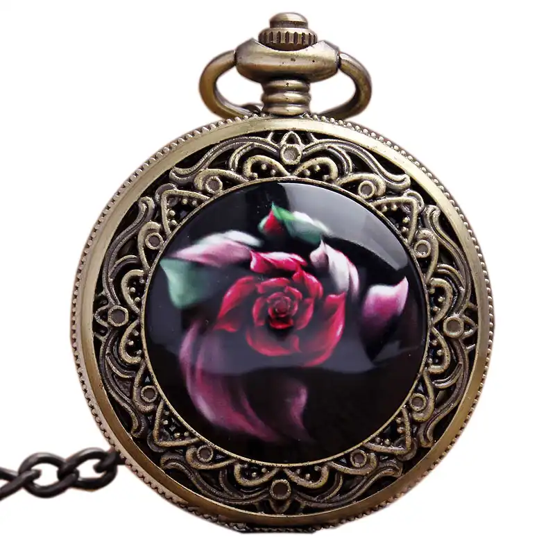 pocket watch and rose