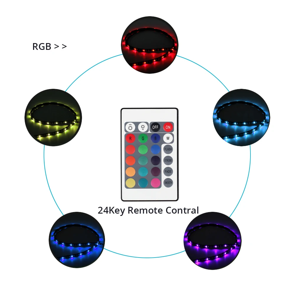 5 V USB Светодиодные ленты 5050 RGB ИК-пульт дистанционного управления с 24-мя клавишами/мини 3Key контроллер для ТВ фоновое освещение Светодиодная полоска свет IP20/IP65 из водонепроницаемого материала