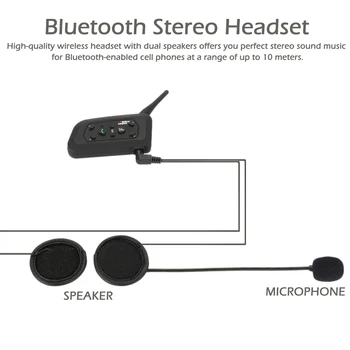 

V6-1200 Motorcycle Bluetooth Headset / Intercom Hands-free Interphone Helmet Headset Connect Up to 6 Motorcycle Riders EU/USPlug
