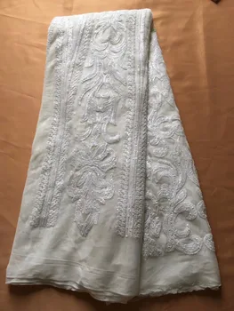 

2017 Free shipping Newest african sequins lace fabric best quality guipure lace fabric with sequins for women white dress ZH1116