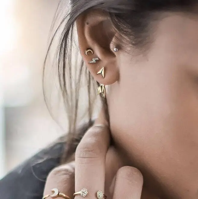 

2018 New 4 Pcs / Set Punk Lightning Arrow Moon Bead Crystal Rhinestone Gold Earrings Set Women Charm Valentines Day Jewelry Gift