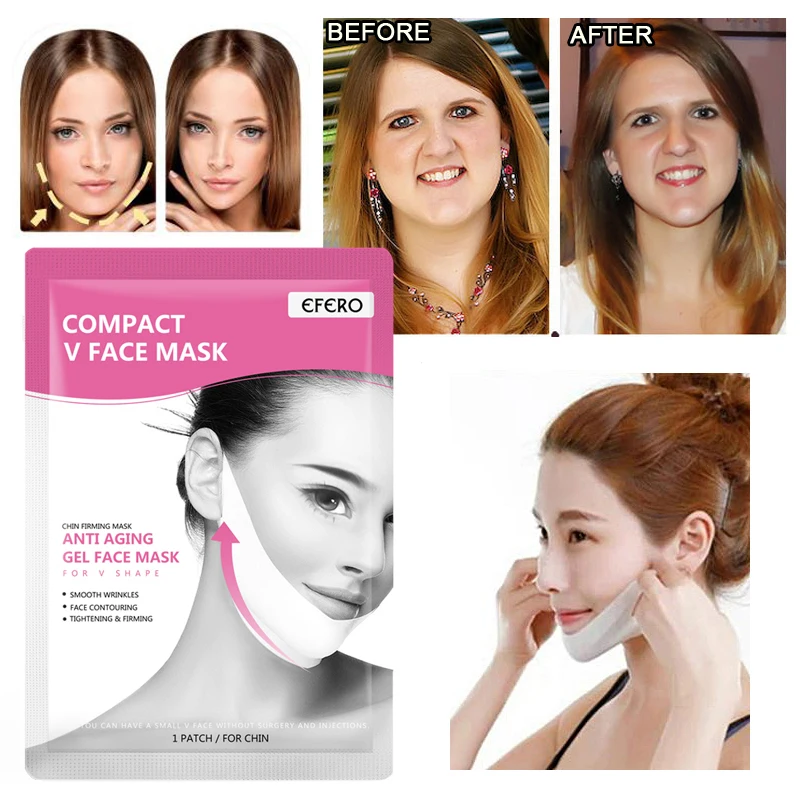 

EFERO Women Cheek Face Mask Lifting Slim Cheek Smooth Wrinkles Cream Face Neck Lift Up Peel-off Masks Bandage V Face Chin Mask