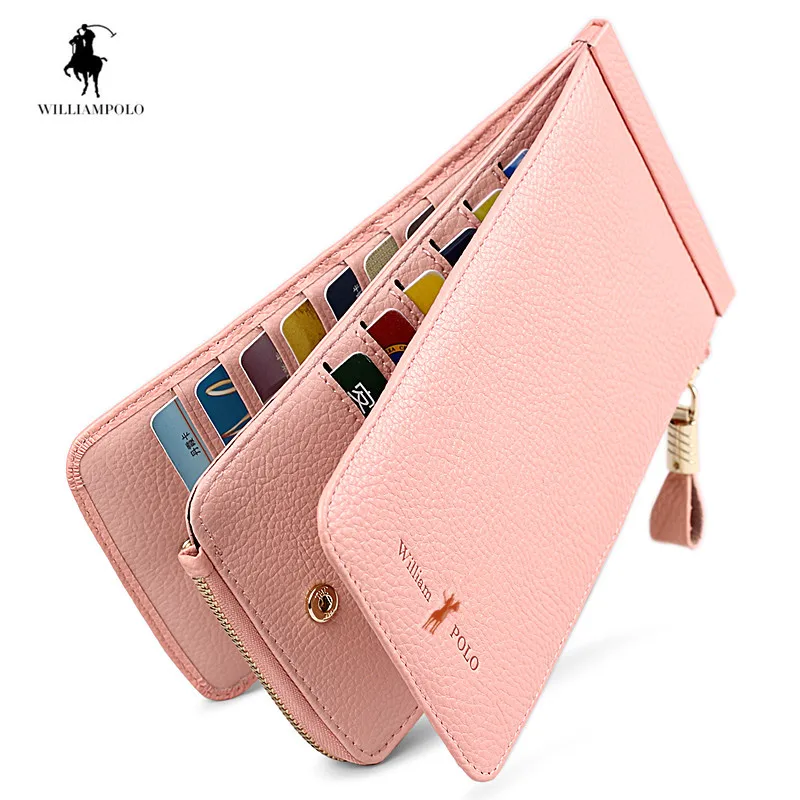 

Williampolo Genuine Leather Wallet Zippy Card Holder Phone Women Wallet Fashion Handy Purse Card & ID Holders