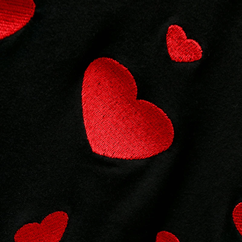 Шикарные красные футболки с вышивкой сердца для женщин летние женские рубашки с коротким рукавом и круглым вырезом хлопковые белые черные корейские Топы