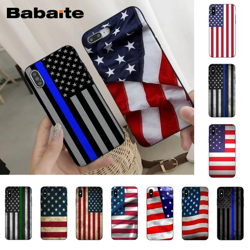 

Babaite Blue Line American US Flag design Phone Case for iPhone 8 7 6 6S Plus X Xs Xr XsMax 5 5S SE 5C Cover11 11pro 11promax