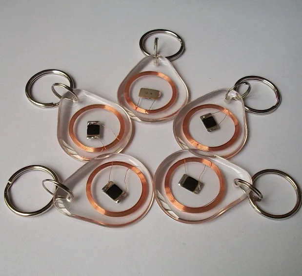 

13.56MHZ MF 1K S50 FM11RF08 F08 NFC Transparent Trops of Glue Card RFID Key Tag Key Ring