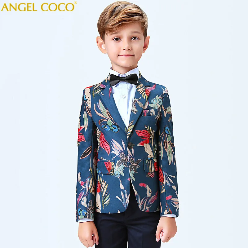 

(Jacket+Pant+BowTie+Shirt+Vest) Boy Suits Flower girl Slim Fit Tuxedo Brand Fashion Bridegroon Dress Wedding lattice Suit Blazer